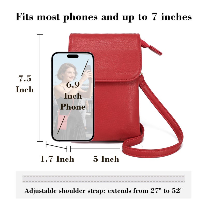 MINICAT Small Crossbody Bags for Women Cell Phone Bag Vegan Leather Cross Body Purse Wallet Purses(Red) - Image 5